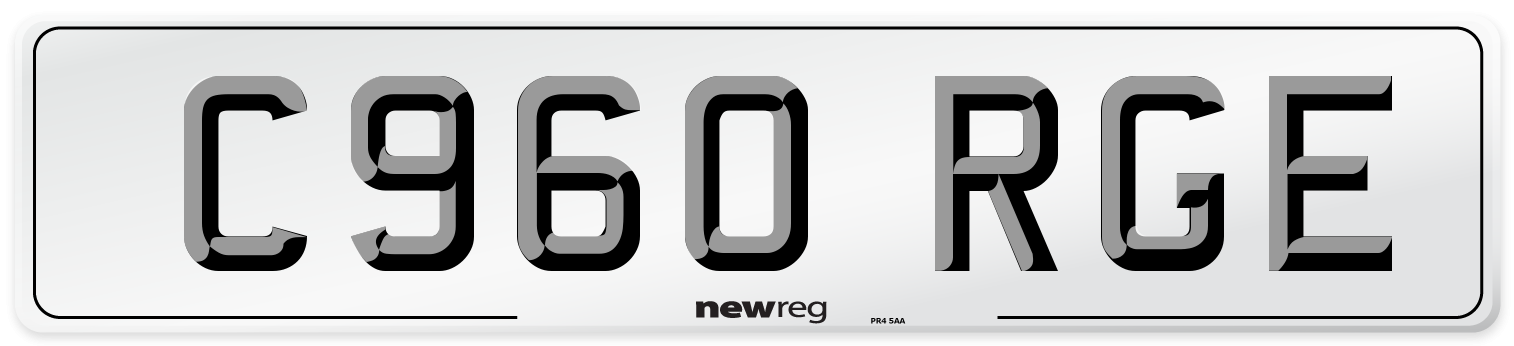 C960 RGE Number Plate from New Reg